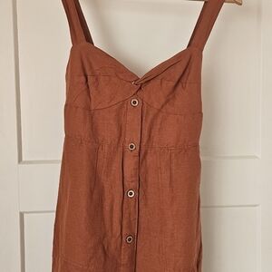Maeve Anthropologie Linen Dress | Button Front | Tie Back | XS
